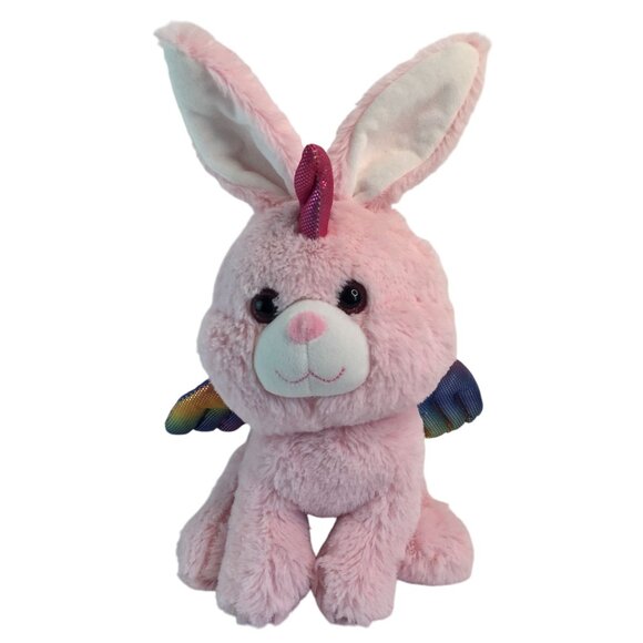Kellytoy Pink Easter Bunny Unicorn Plush 13" Stuffed Animal 2018 Rainbow Wings - Picture 1 of 7
